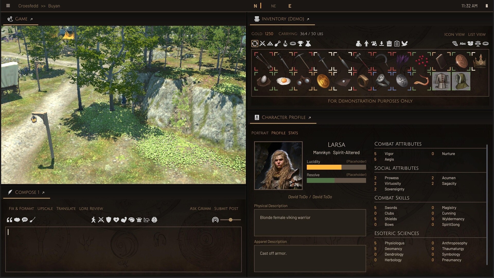Inventory & Character Attributes