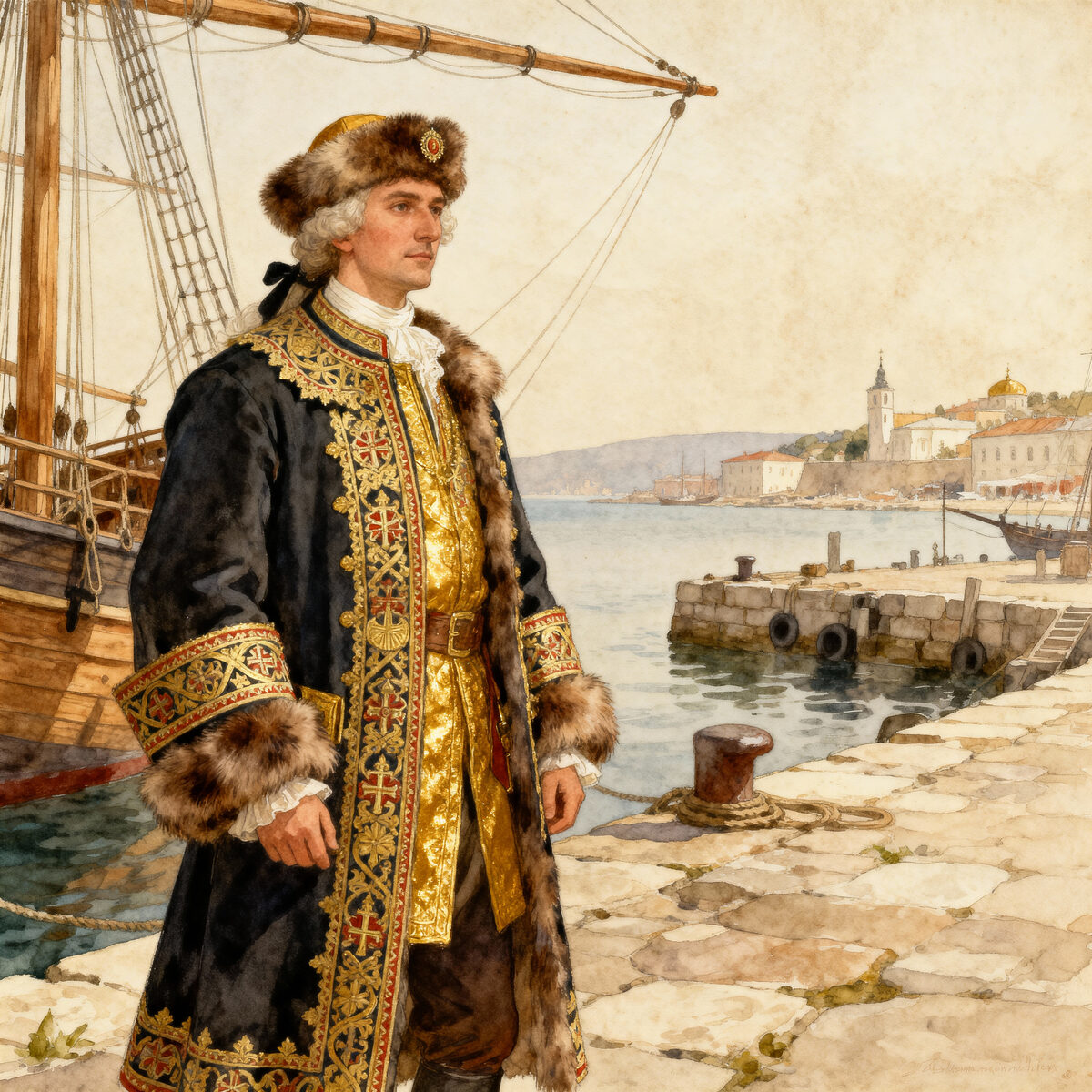 Wealthy Man Fur Coat Stone Harbor Quay